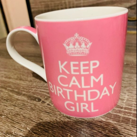 Pink Keep Calm Birthday Girl Coffee Mug, Kent Pottery. - Picture 1 of 5